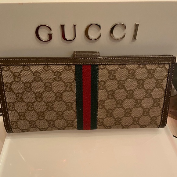 GUCCI Rare Vintage Web Stripe Ticket Case Wallet/Clutch - Picture 12 of 14